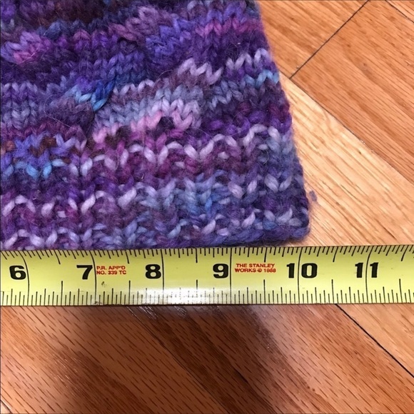 Handmade knit cabled purple hat main image 4